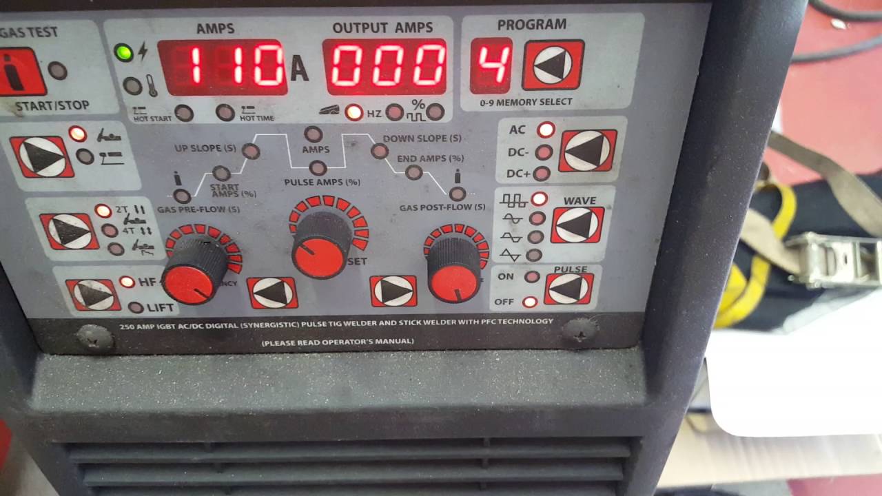 Longevity 250ex tig settings for aluminum welding