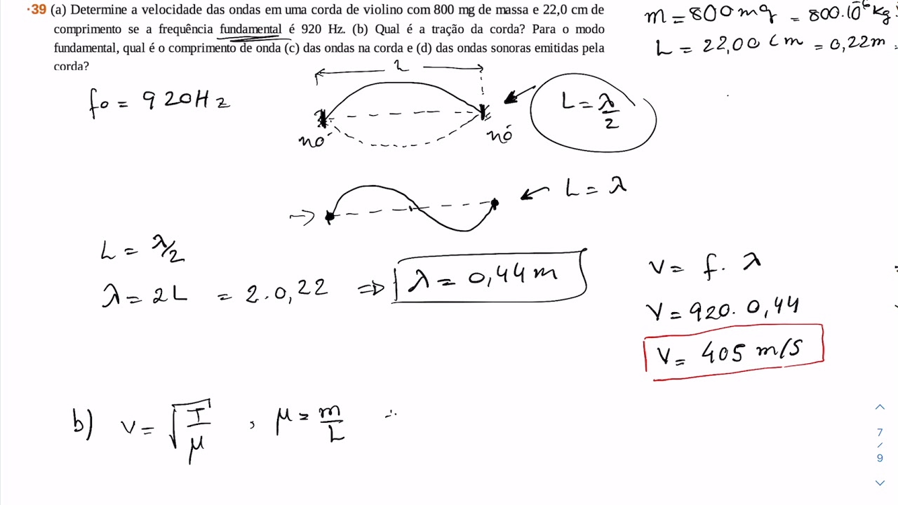 Capítulo 17 - Questão 39 - Física 2 Gravitação Ondas e Termodinâmica Halliday 10ª Edição