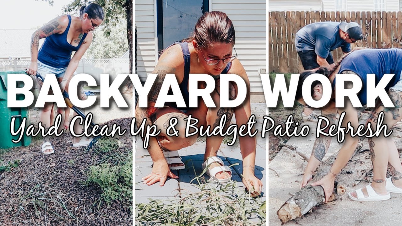 DIY BACKYARD WORK MAKEOVER | BUDGET PATIO REFRESH | BACKYARD IDEAS & MUST HAVE YARD WORK TOOLS