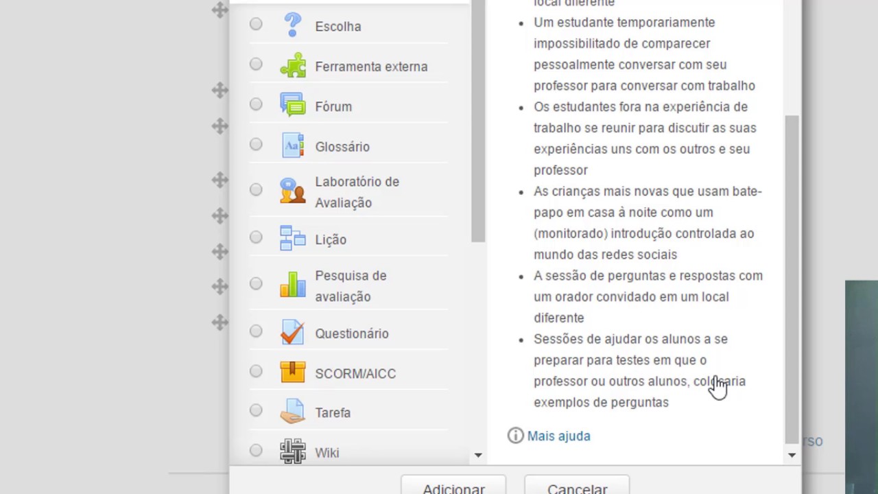 Como criar um CHAT no Moodle