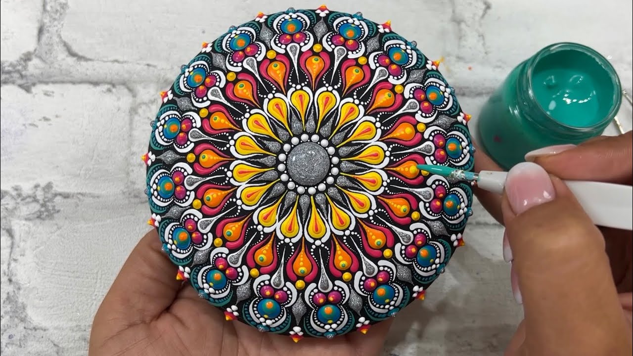 Mandala Dot Art Painting Rocks | How to Paint a Mandala Design | Mandala Steine bemalen 🎨✨#mandala 