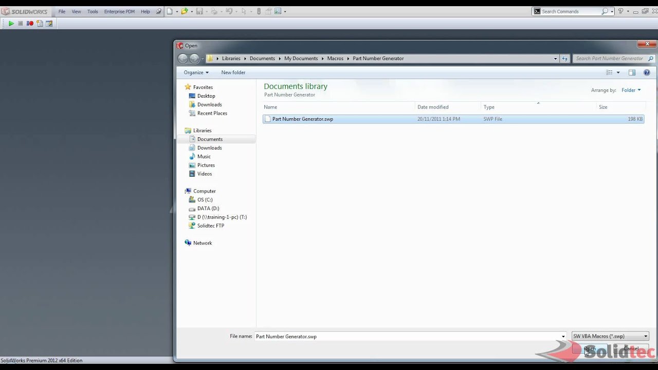 Solidworks part number generator macro