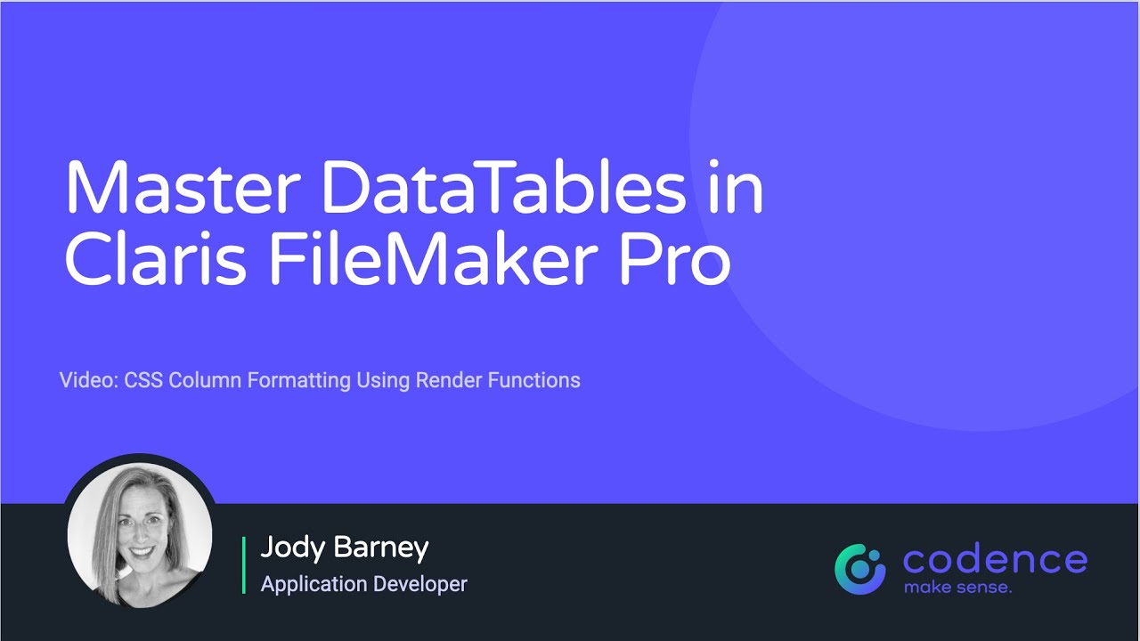 Mastering DataTables in Claris FileMaker Pro 5.4 - CSS Column Formatting Using Render Functions