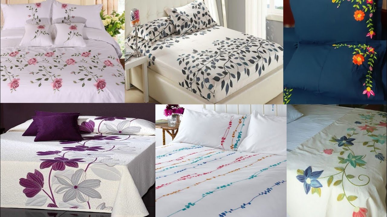 Latest bedsheet painting images 2023|| paint bedsheet design|| Fabric painting bedsheet
