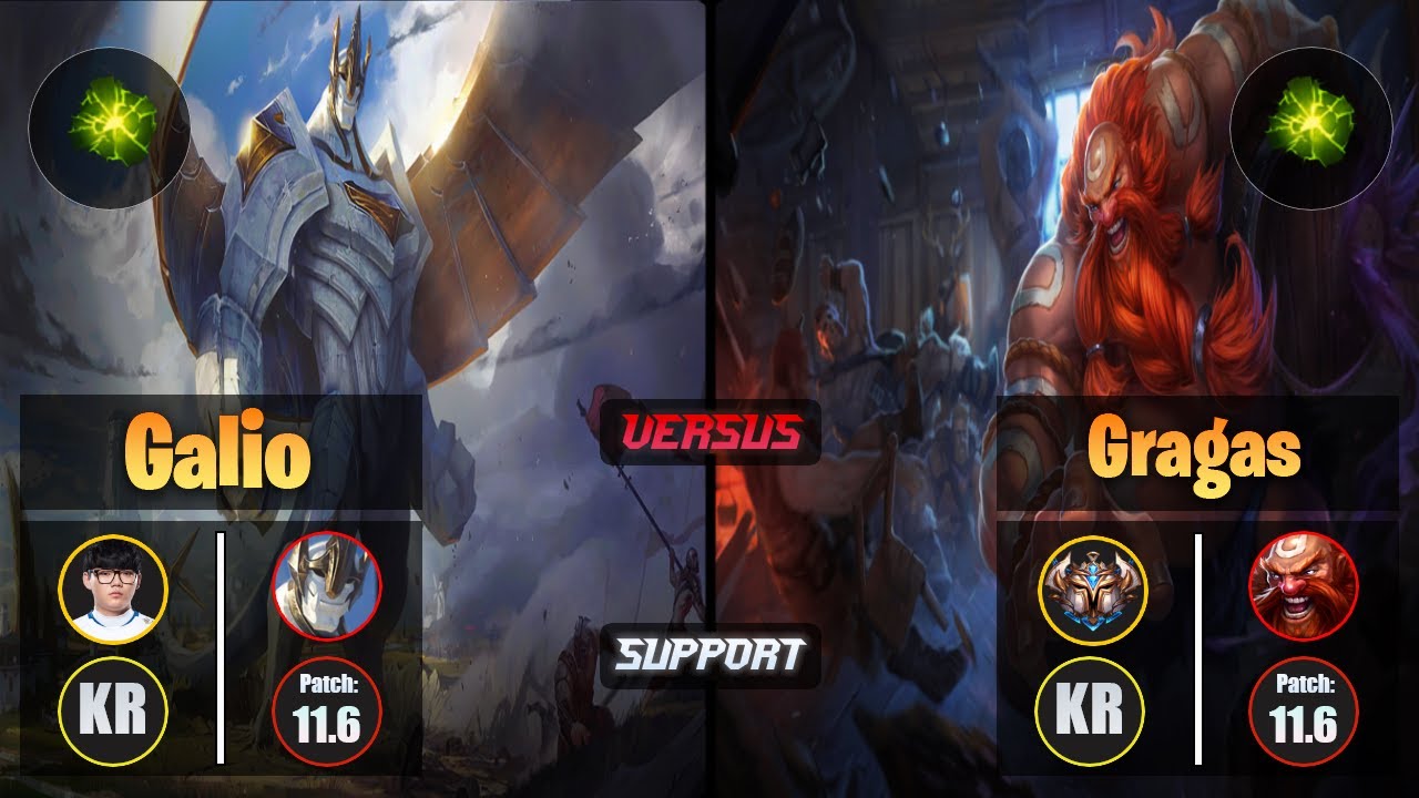 Hoit GALIO (Support) [Aftershock] VS GRAGAS - Challenger KR Patch 11.6