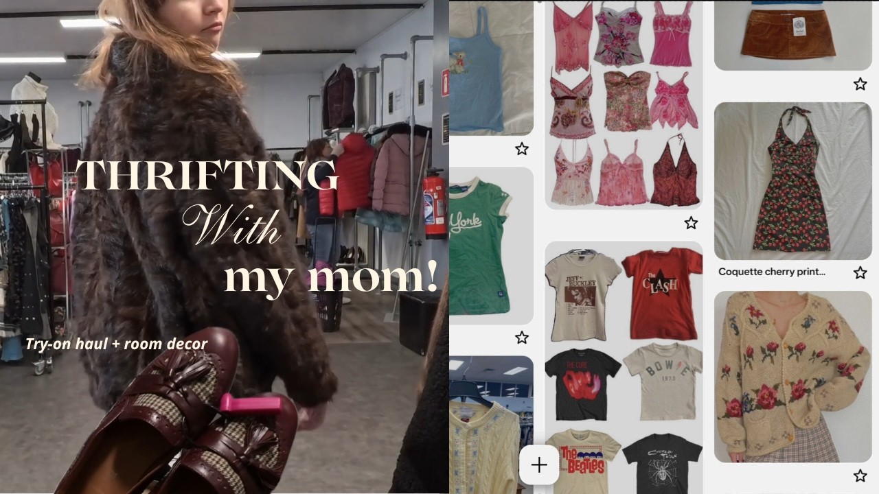 THRIFTING WITH MY MOM! try-on haul + room decor ☆