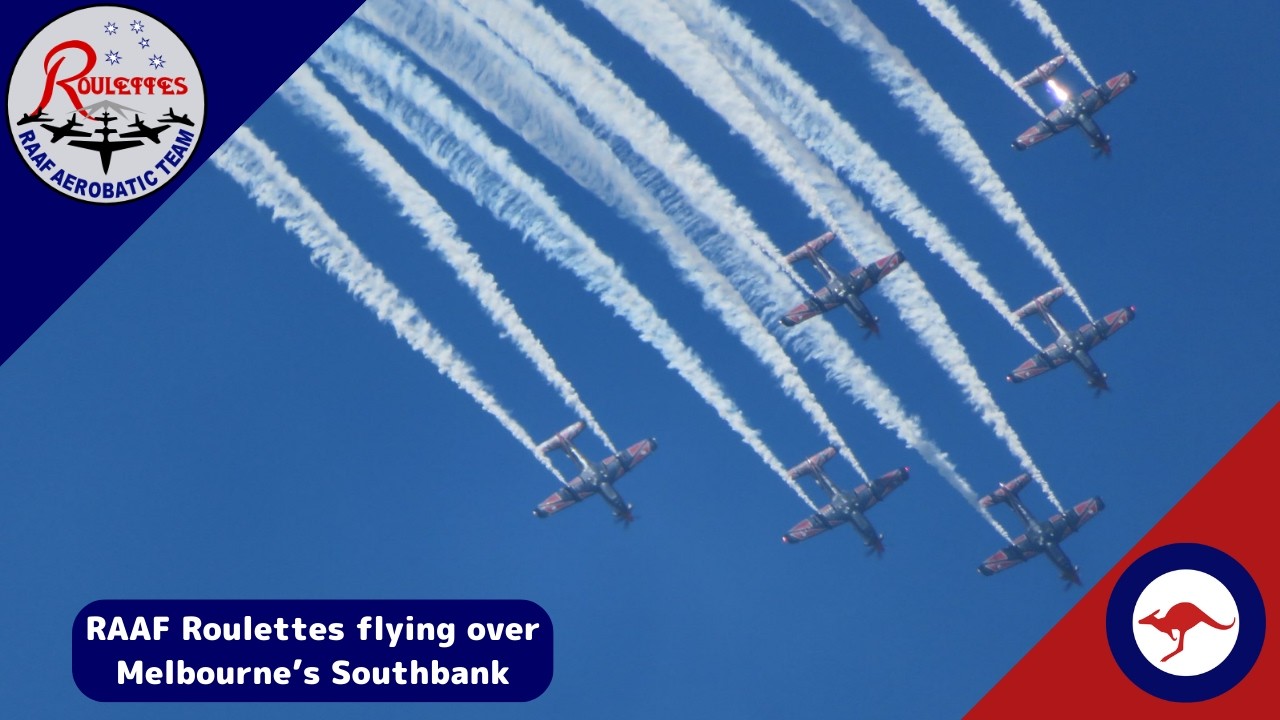 RAAF Roulettes flying over Melbourne’s Southbank - Australia Day