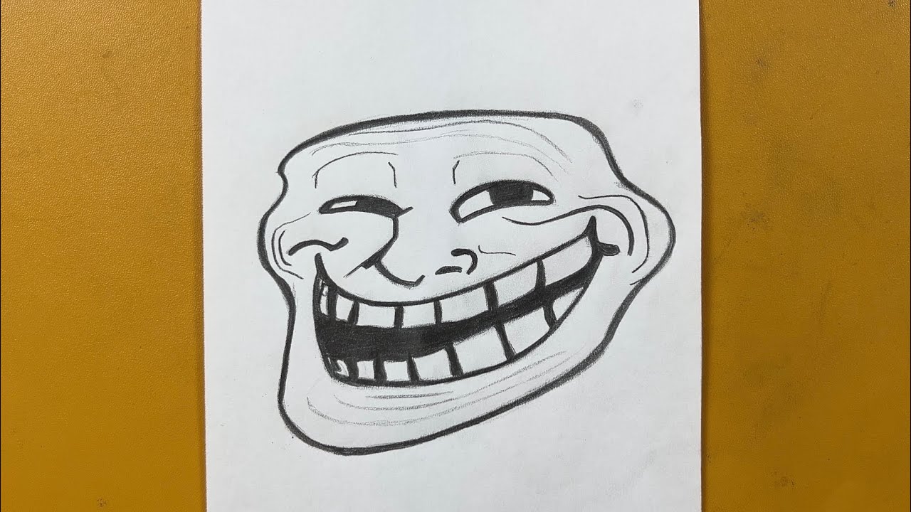 How to draw troll face ( original ) step-by-step | Easy to draw