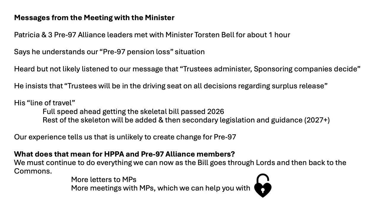Message about meeting with Minister Torsten Bell