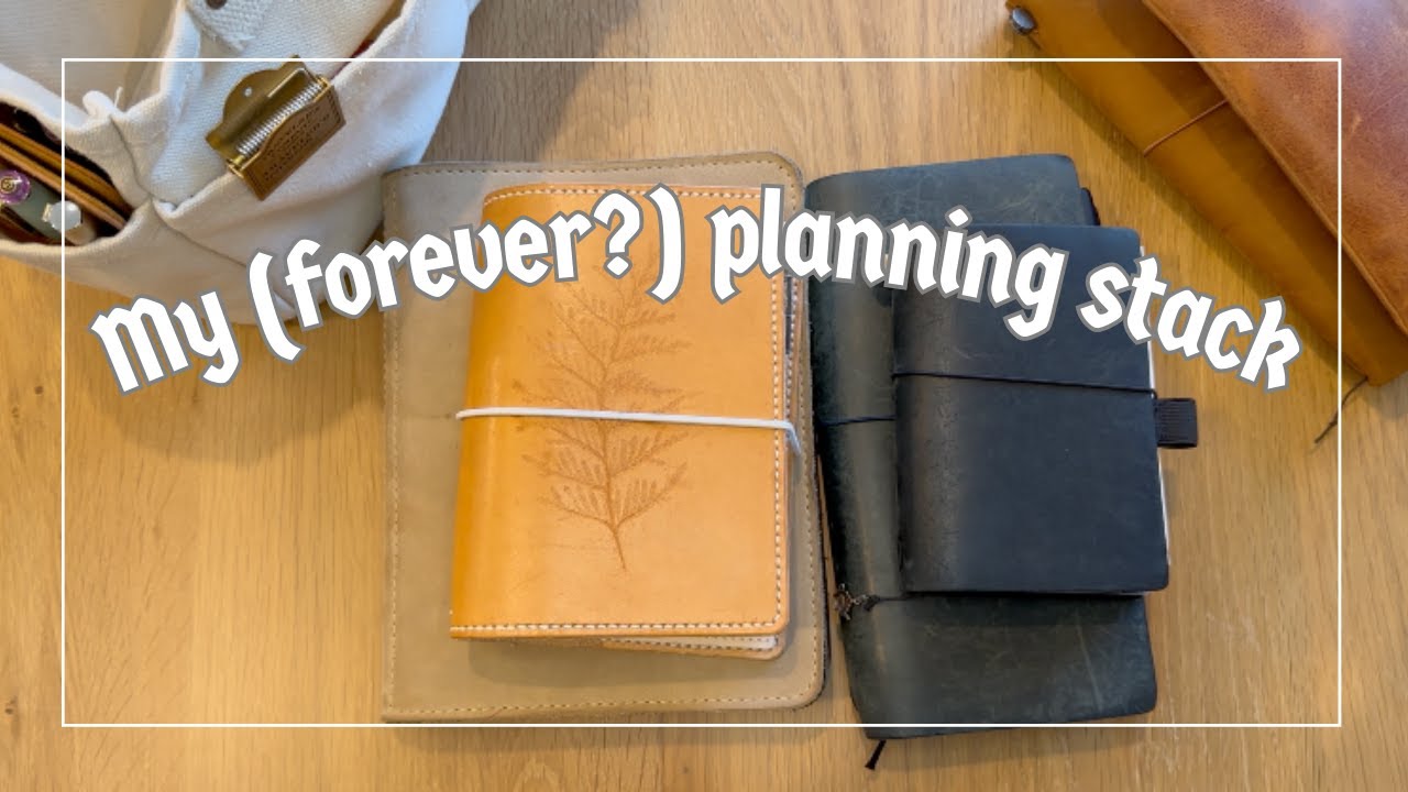 My current 2024 planner and journal stack - Traveler's Notebooks, Hobonichi Weeks, Bujo