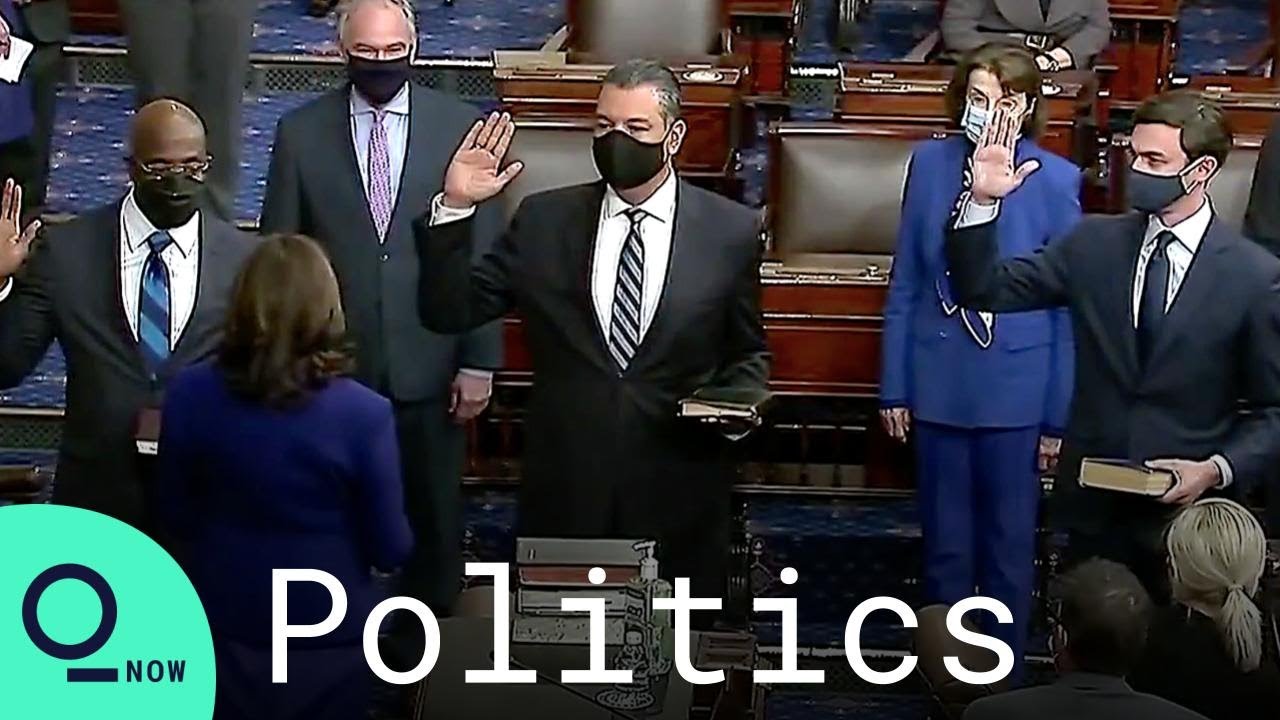 Kamala Harris Swears In New Senators Raphael Warnock, Jon Ossoff and Alex Padilla