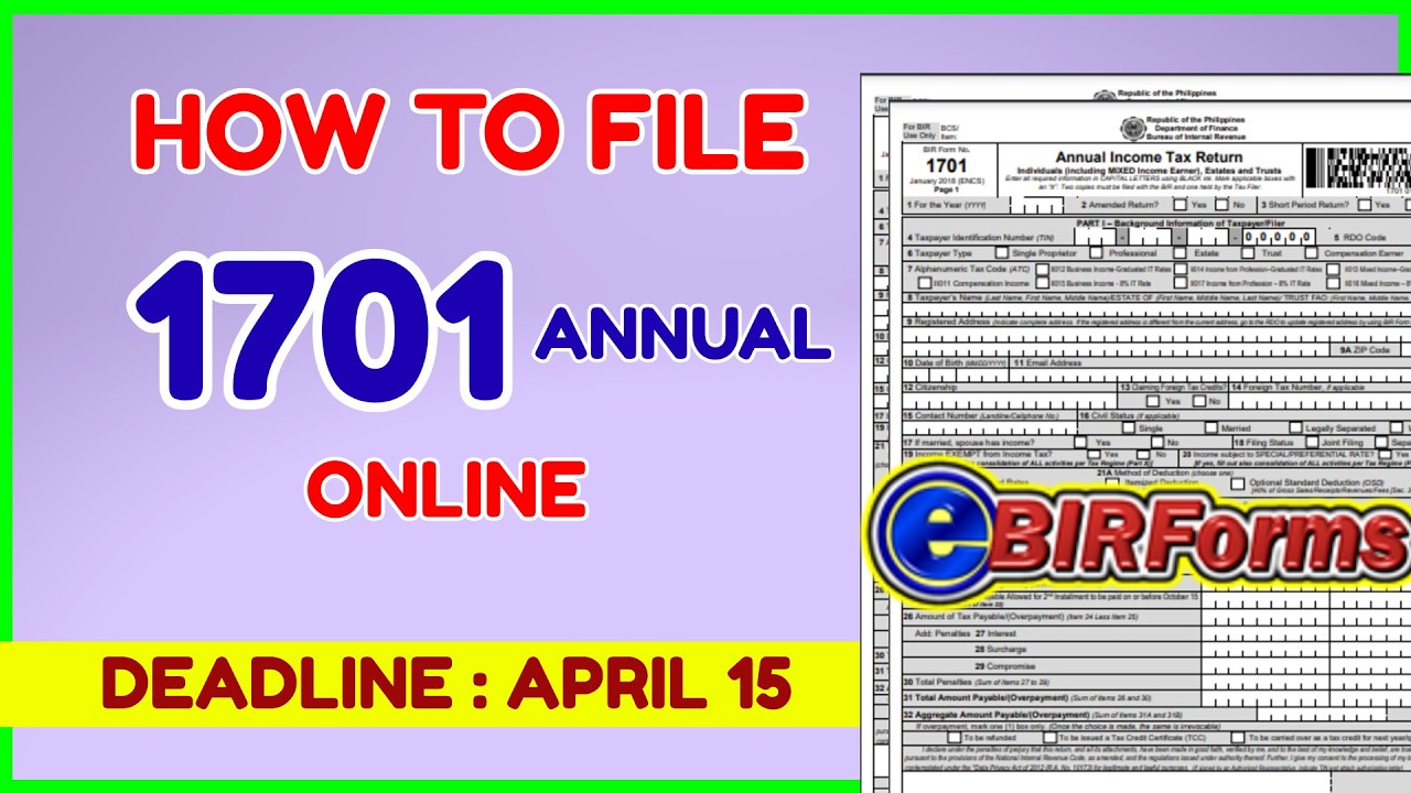 1701A Annual ITR - Paano Mag-file ng BIR Annual Income Tax Online 2026 -- No 1701MS eBIRForm