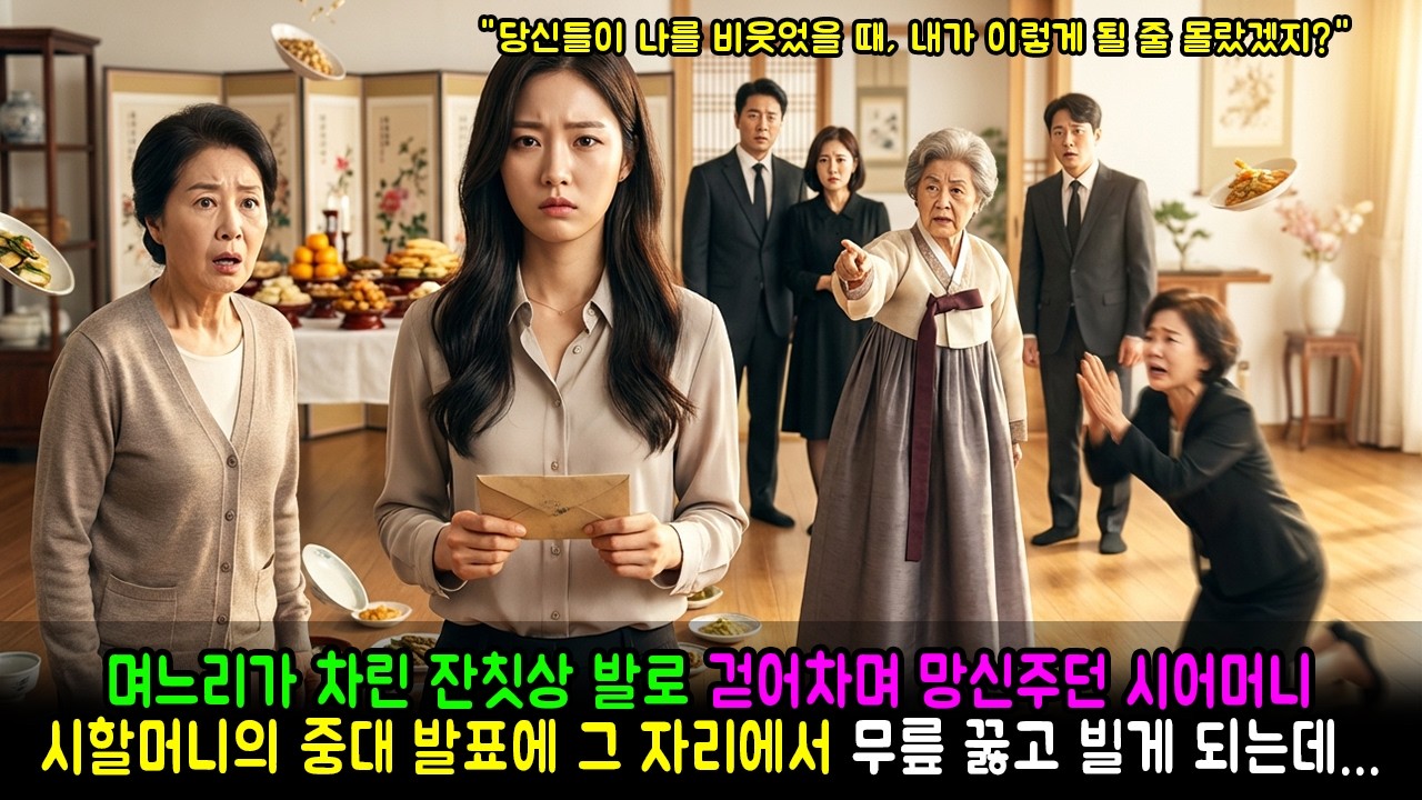 며느리가 차린 잔칫상 발로 걷어차며 망신주던 시어머니, 시할머니의 중대 발표에 그 자리에서 무릎 꿇고 빌게 되는데... | 반전사연 | 감동사연 | 노후사연 | 막장사연