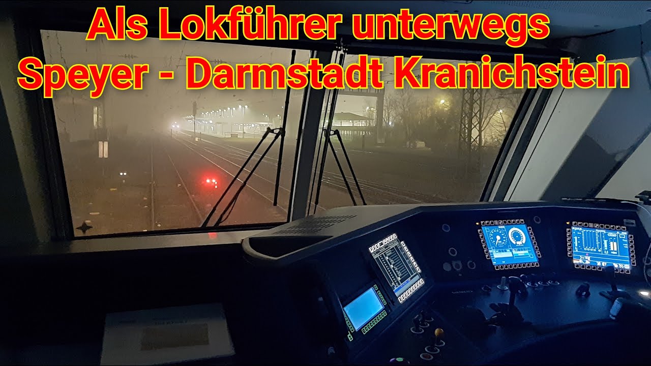 Als Lokführer unterwegs, Nachtschicht im Nebel auf der Baureihe 192 von Speyer nach Darmstadt