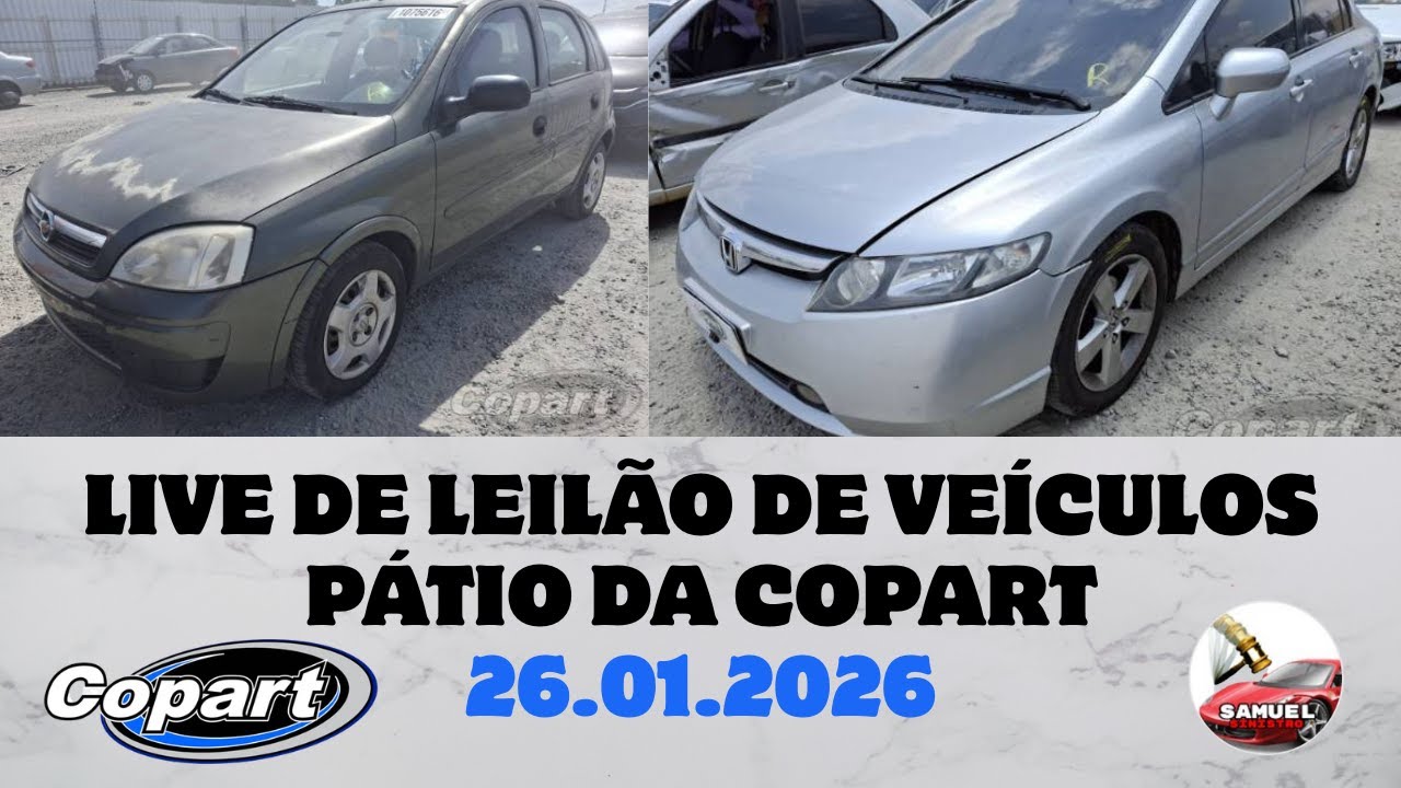 LIVE DE LEILÃO DE VEÍCULOS NO PÁTIO DA COPART DO DIA 26.01.2026
