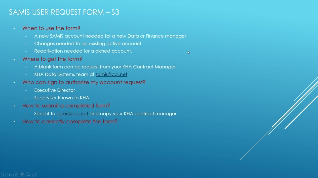 SAMIS User Request Form - S3