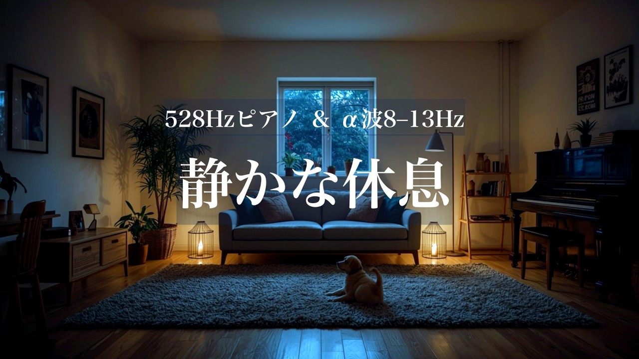 【夜のくつろぎBGM】考えすぎた夜に心を休める528Hzピアノ｜α波8–13Hzで寝落ち｜528Hz × Alpha Wave Piano
