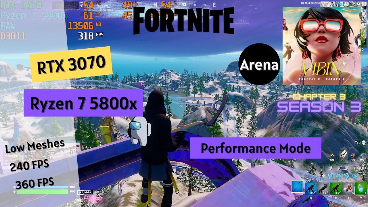 Fortnite | RTX 3070 | Ryzen 7 5800x | Arena | 1080p | Competitive Settings