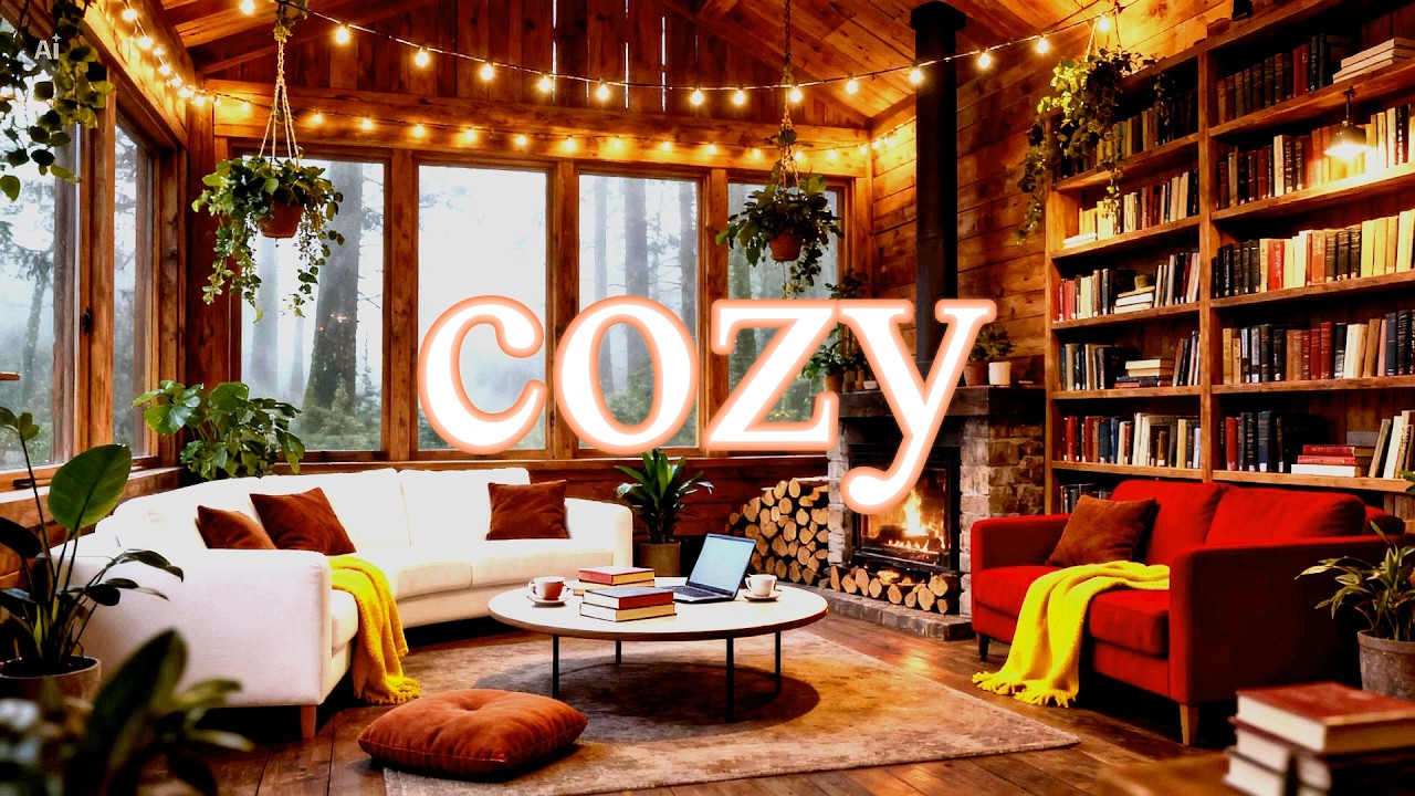 Cozy Winter Ambience ❄️ Piano & Harp in a Peaceful Study Room | Deep Focus Music （45 Min）