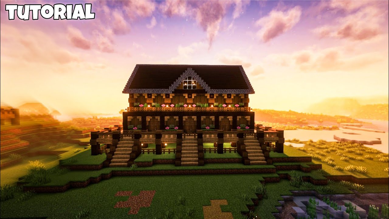 Minecraft : How to Build a Wooden Village Hall ( Easy )