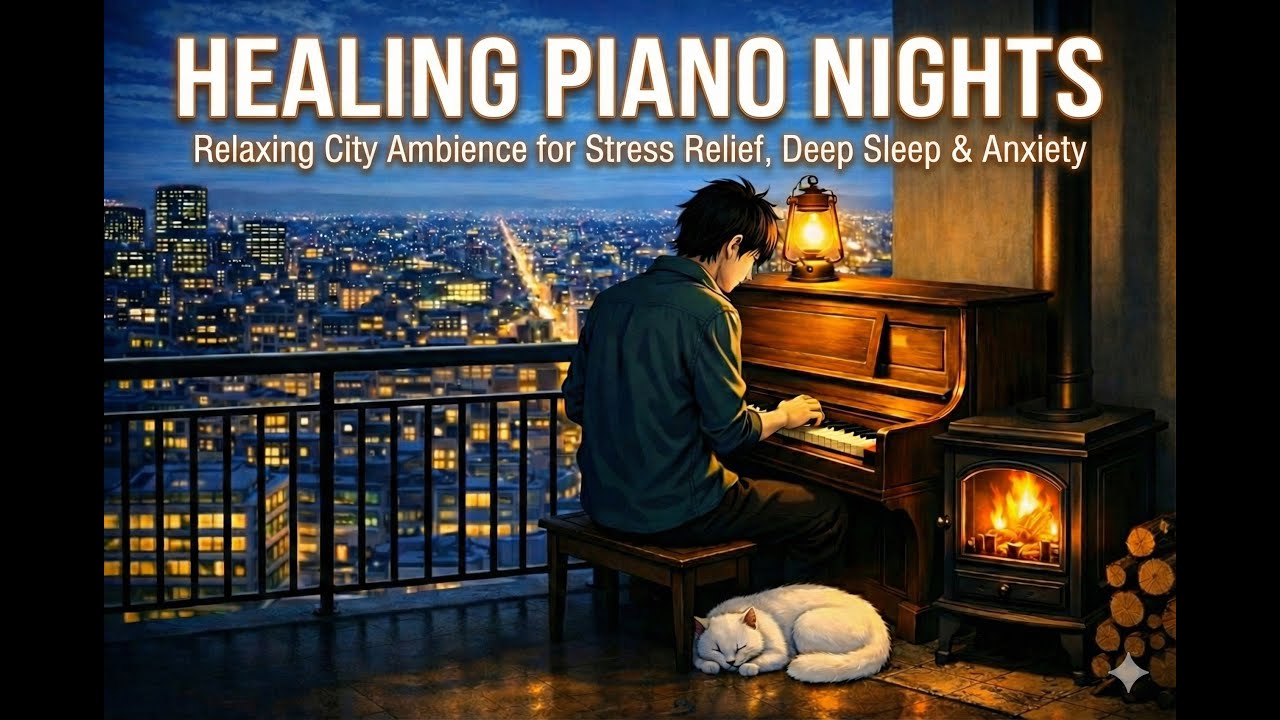 Healing Piano Nights 🌃 Relaxing City Ambience for Stress Relief, Deep Sleep & Anxiety