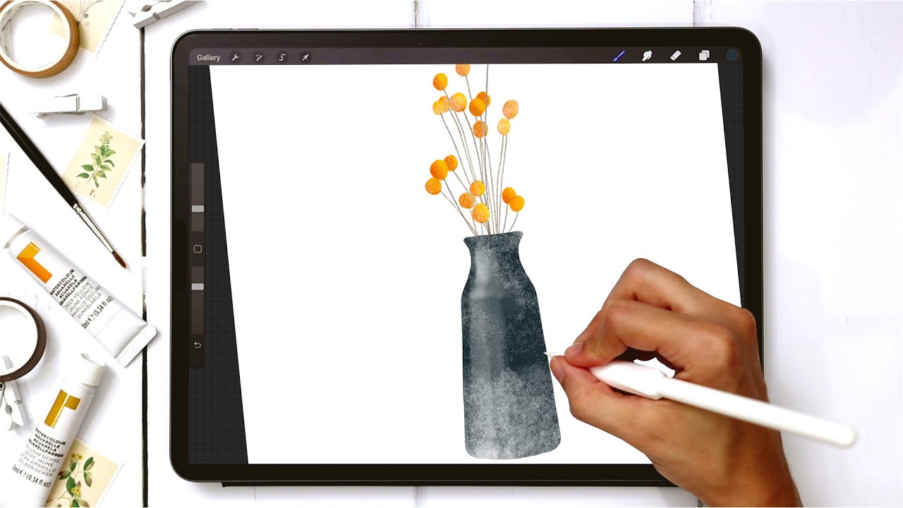 Shiny Fall Vase in Procreate