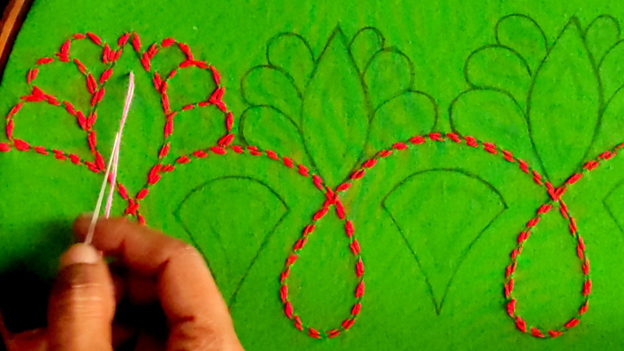 So attractive hand embroidery border line stitch very nicely step by step for beginners