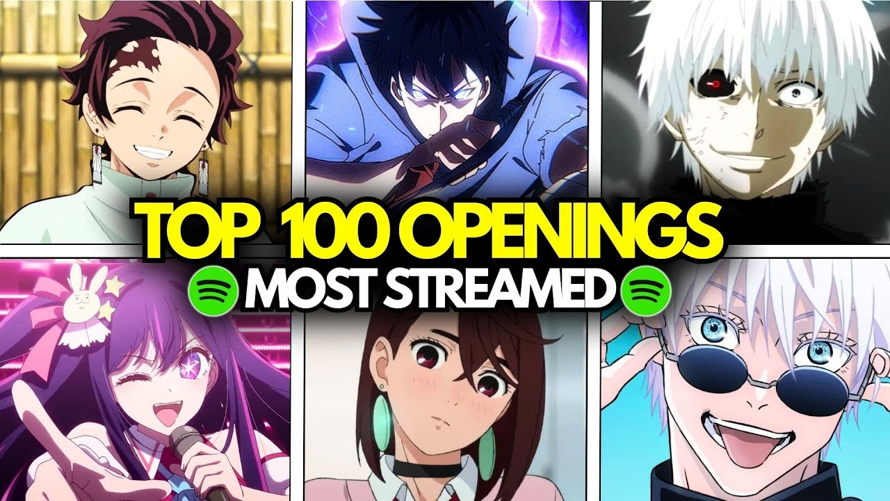 TOP 100 Most Listened Anime Openings of all time in Spotify