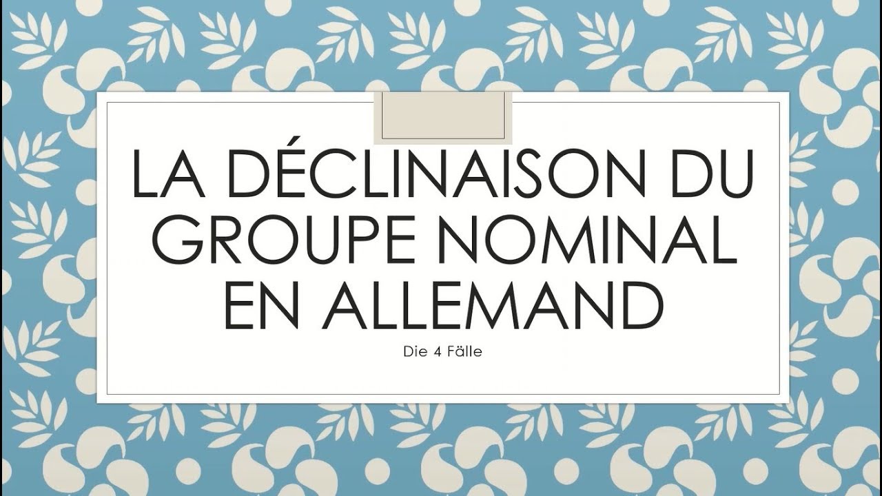 La déclinaison du groupe nominal en allemand (Nominatif, Accusatif, Datif, Génitif) | die 4 Fälle