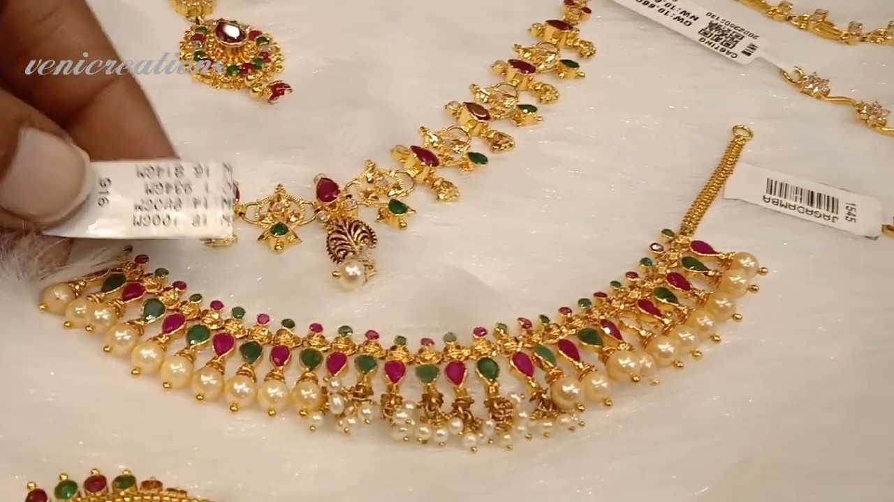 22CT gold light weight necklaces with weight// light weight stones(tulamlo) necklaces collection