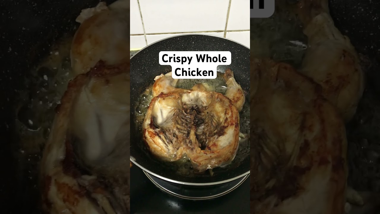 Cooking Crispy Whole Chicken, marinated with vinegar, salt & garlic. #cooking #chicken  #vlog #short