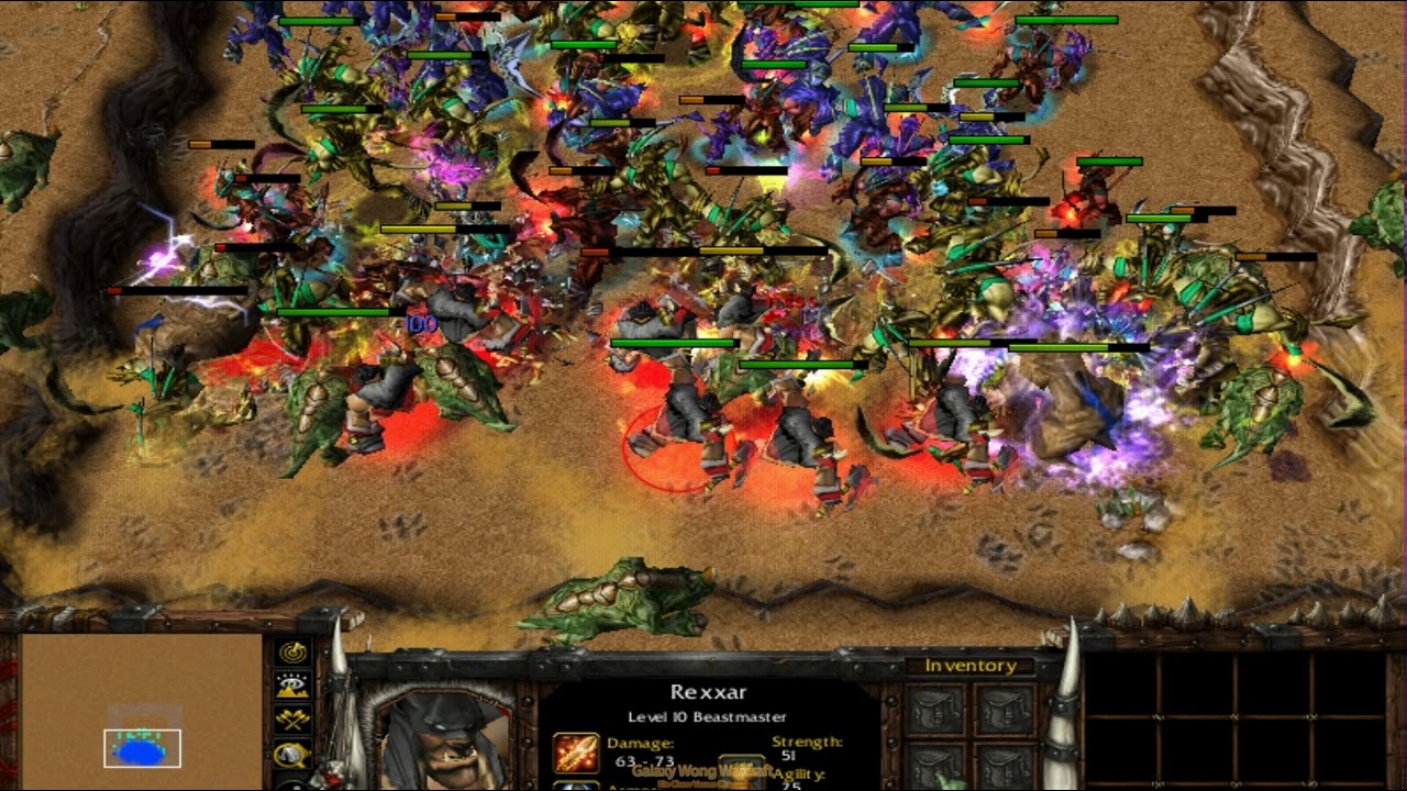 100 Satyr Units (With Type) vs 7 Rexxar (With Skills) 1080p