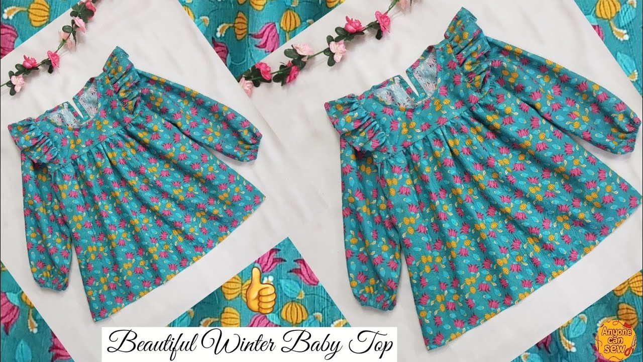 Baby Top Cutting And Stitching Tutorial | Very Easy Baby Frock Cutting And Stitching | Baby frock
