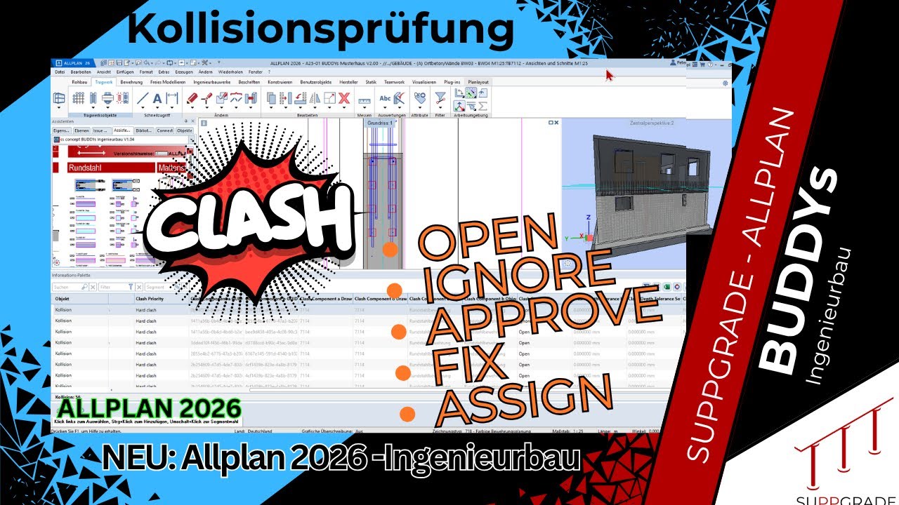 Neu in Allplan 2026 Ing + Arc #03 Kollisionspr&uuml;fung und Verwalten von Clashes