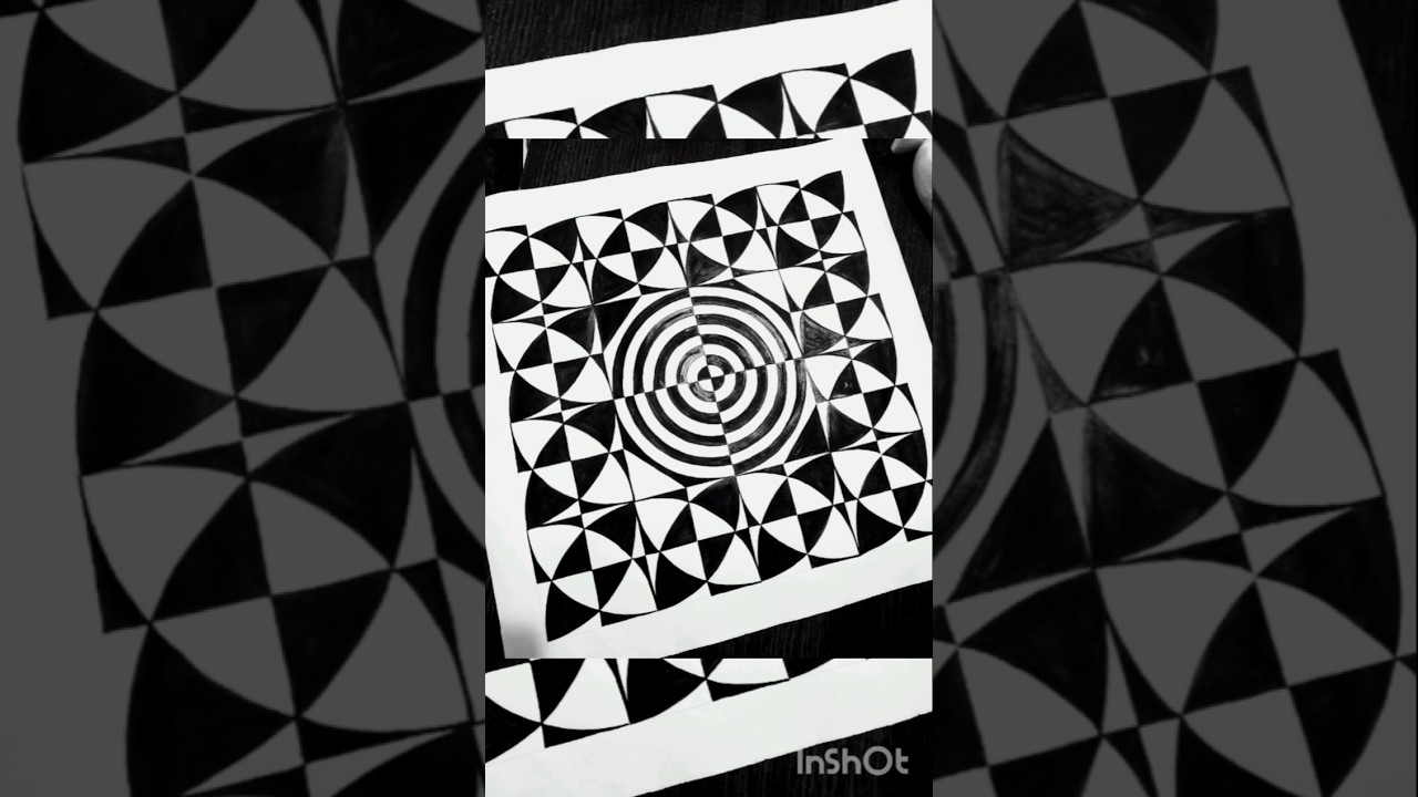 Black & White Geometric Design #geometric #geometricdesign #black #white #artwork #artwork#shorts🖤🖌️