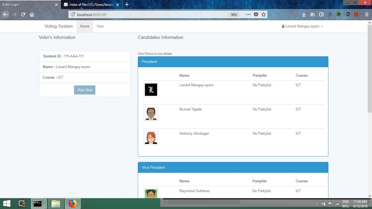 Web based voting system