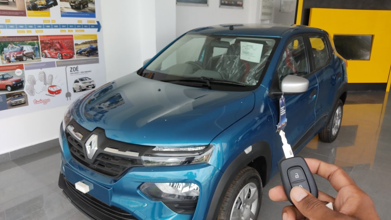 Renault Kwid rxt-1.0 liter engine option in electric blue colour New facelift Kwid