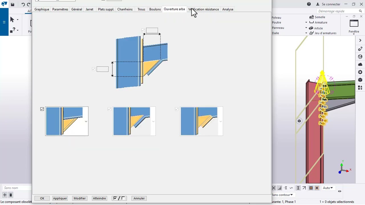 Formation création d'assemblage jarret portique métallique Tekla Structure.