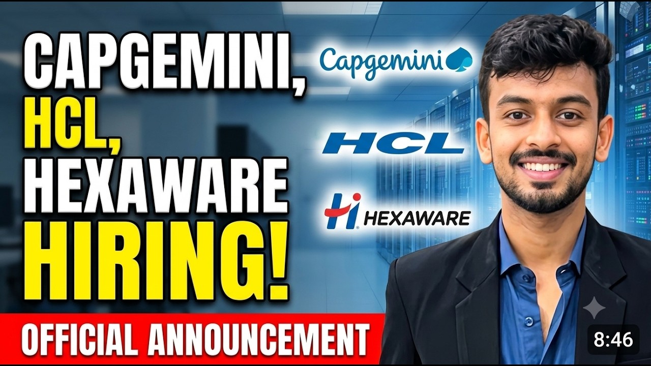 HCLTECH, Capgemini, Hexware Hiring Announced ! OFF Campus Drive For Fresher | Jobs