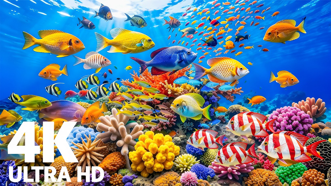 The Best Tropical Ocean 4K 🌊 Colorful Coral Reef Fish - Relaxing Sleep Ambience Music