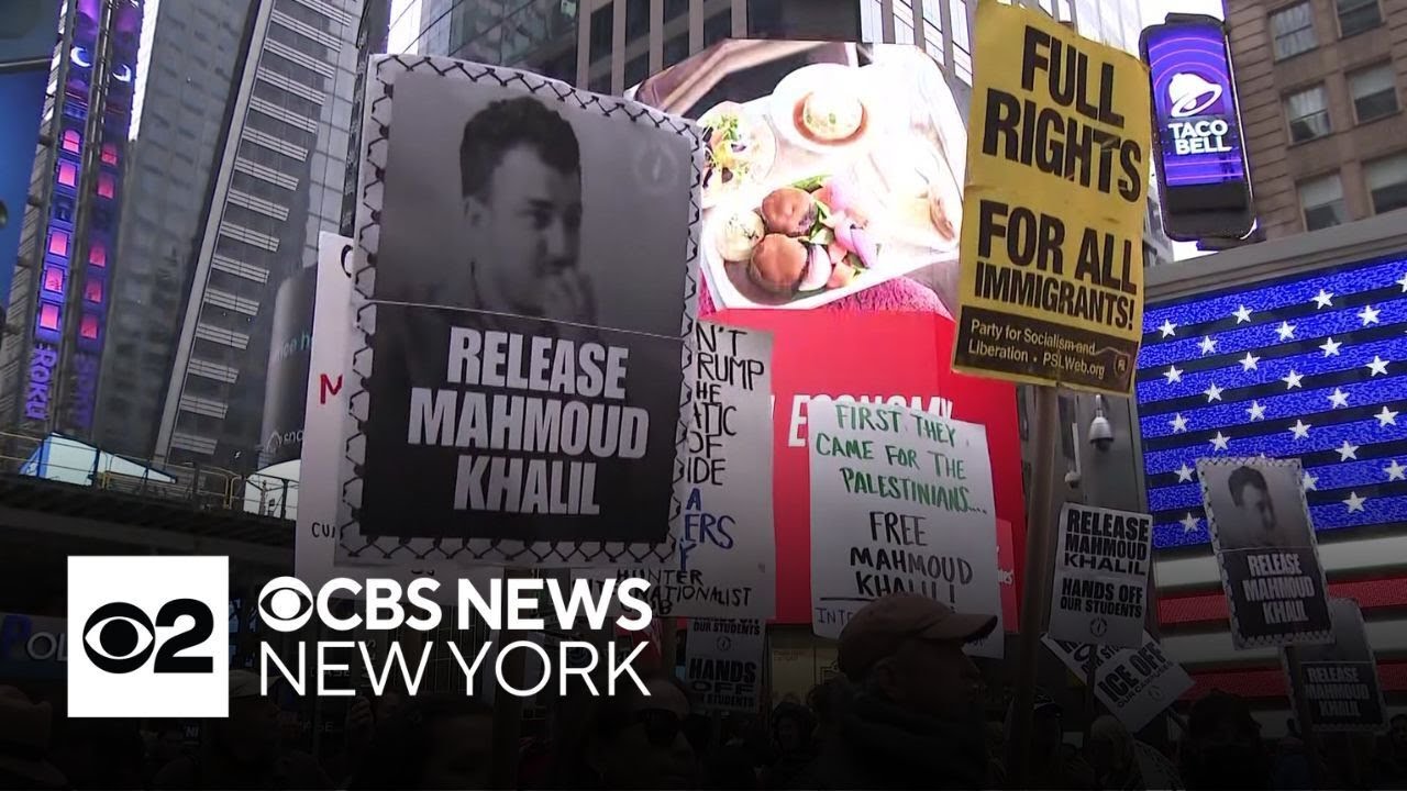 Protesters flood Times Square in support of activist Mahmoud Khalil