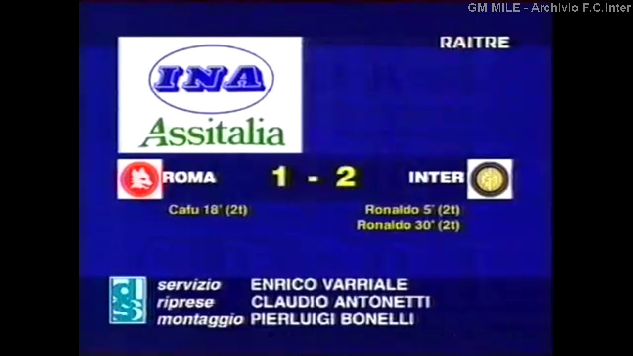 1997-98 (29^ - 11-04-1998) Roma-INTER 1-2 [Ronaldo,Cafù,Ronaldo] Servizio D.S.Rai3