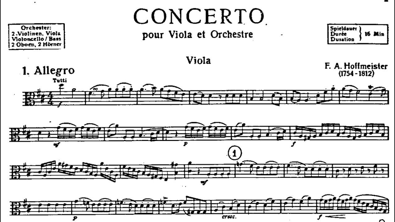 F. A. Hoffmeister - Viola Concerto in D major (with Beyer cadenzas)