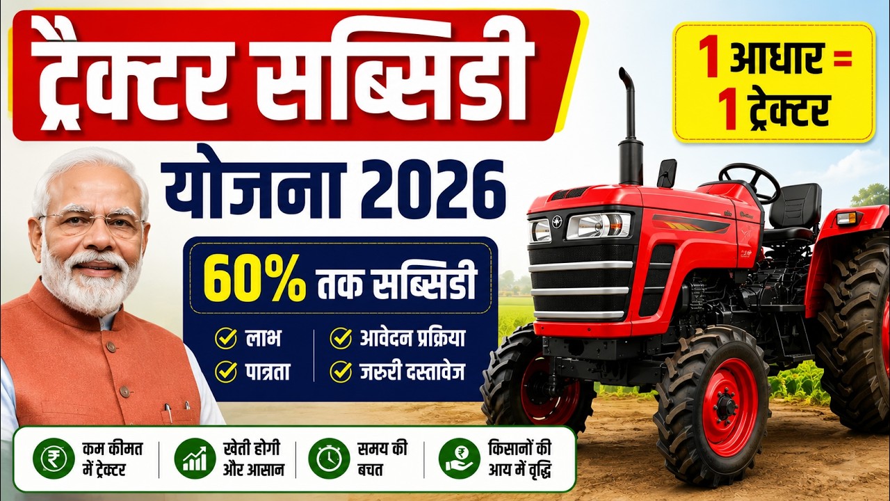 PM Tractor Subsidy Scheme 2026 | Krishi Yantra Subsidy 70% | Agricultural Machinery Subsidy Yojana