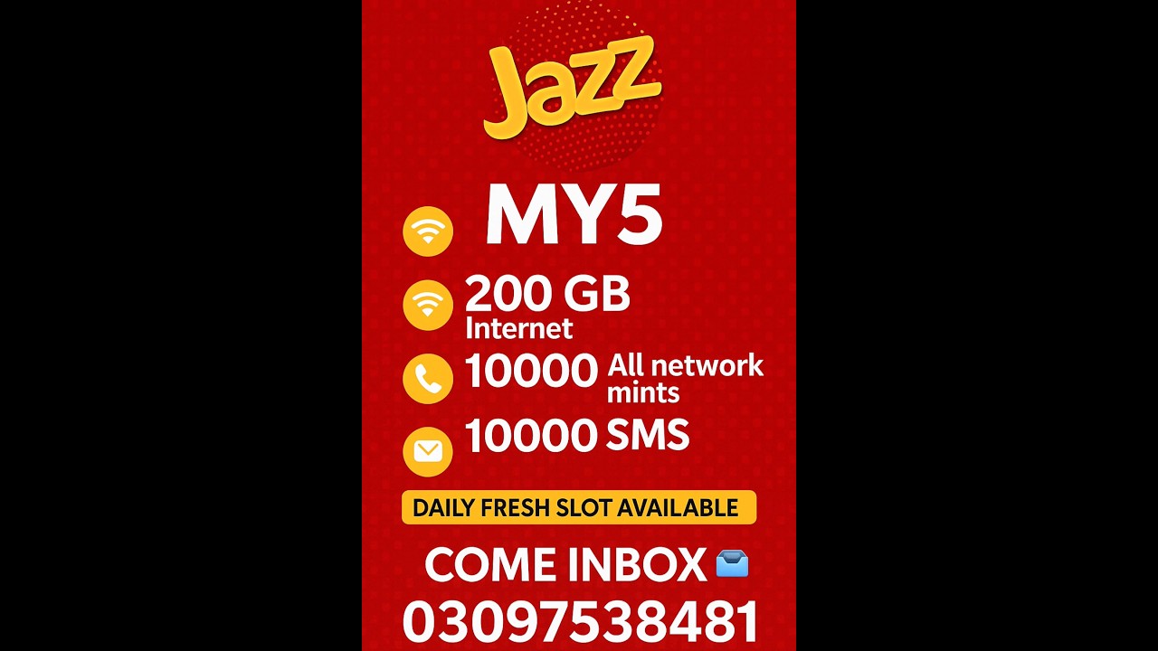 Jazz MY5 Family Package | 200GB + 10000 All Network Minutes | Monthly Package | Daily Fresh Slots