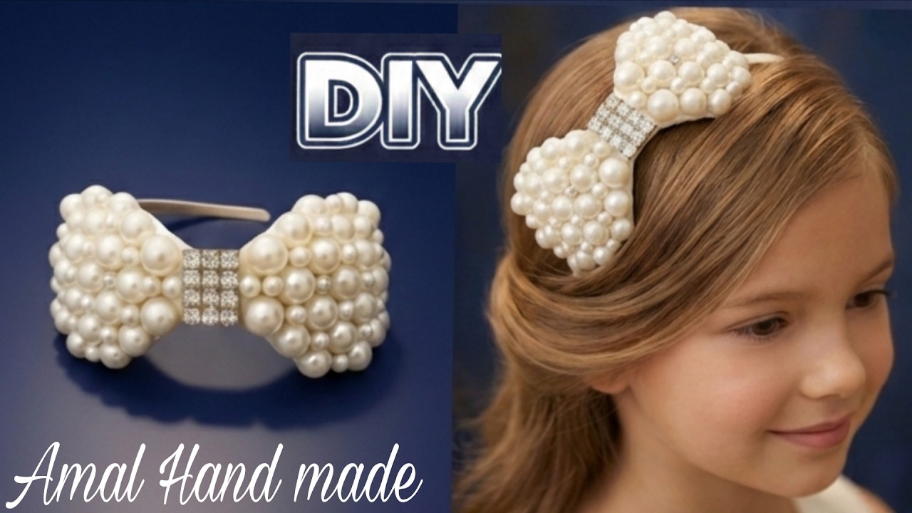 أسهل طريقة لعمل طوق شعر لؤلؤي شيك🎀 شكله غالي وسعره اقتصادي | DIY