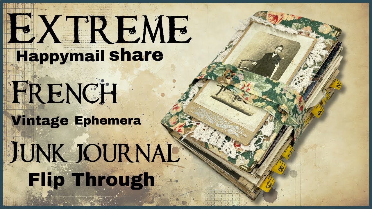 EXTREME HAPPYMAIL SHARE - FRENCH VINTAGE AND ANTIQUE GOODIES  -  JUNKJOURNAL FLIP THROUGH