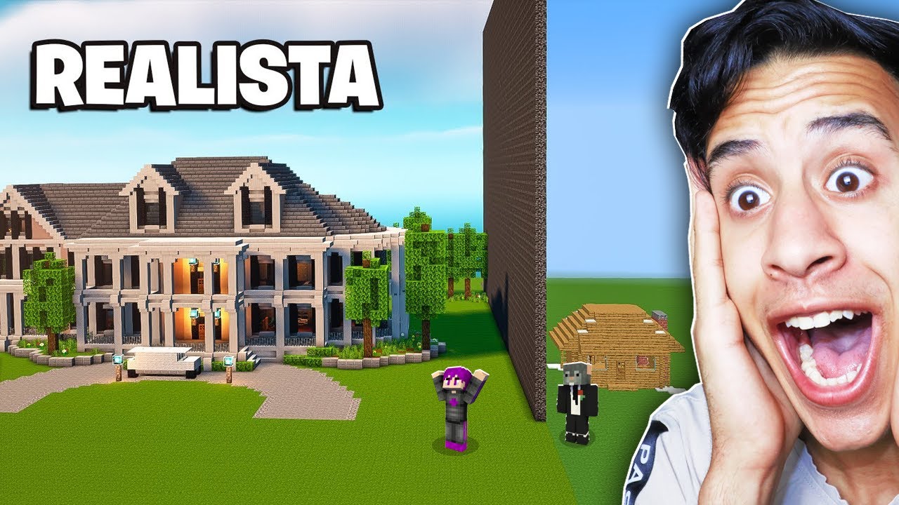 ماين كرافت : تحدي بناء افضل بيت واقعي ضد صديقي المحترف الغني ضد الفقير!! Minecraft Realistic  😱🔥