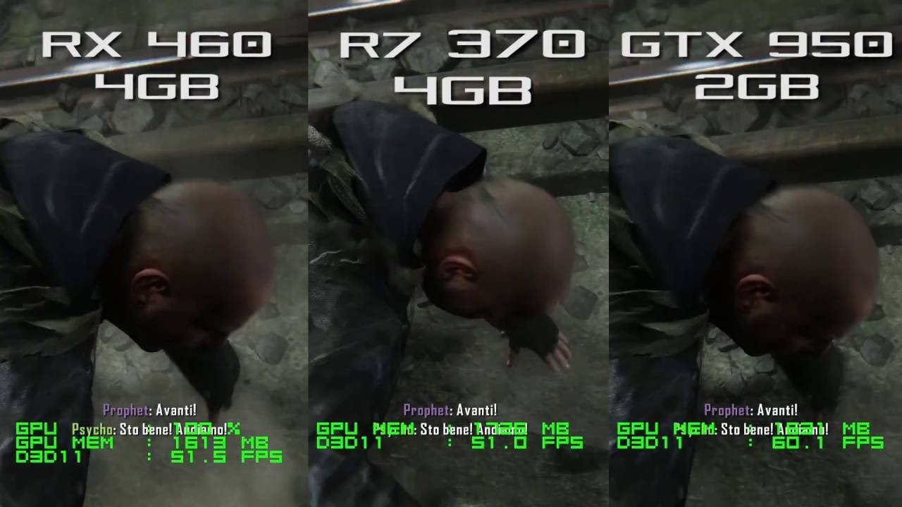 RX 460 NITRO vs R7 370 vs GTX 950 - Crysis 3 1080p Frame Rate Test