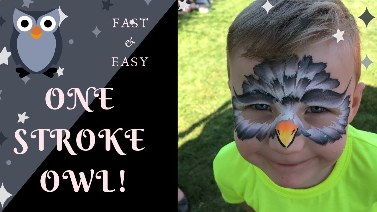 Face painting One stroke owl design (fast and easy) Face painting for beginners